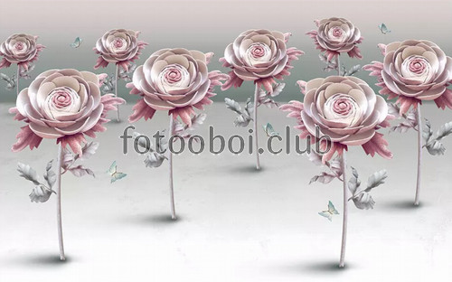 цветы, розы, абстракция, 3д, 3d