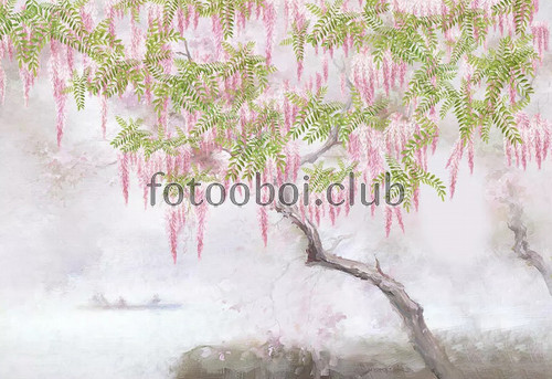 дерево, живопись, акварель, дизайнерские, цветы